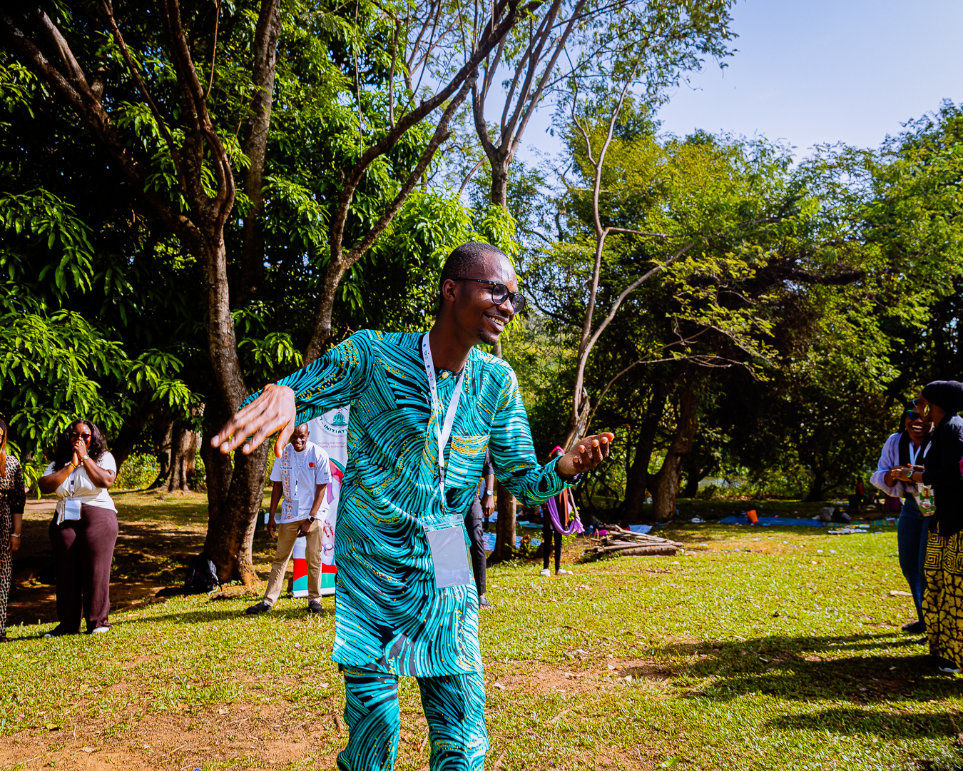 Foundation team member addressing participants at a Project 351 community programme in Ibadan